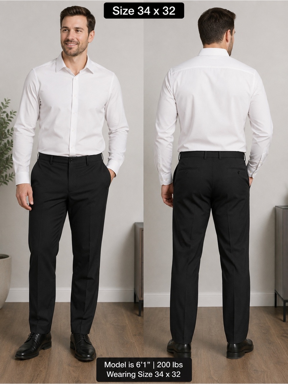 🖤 George Men’s Black Pinstripe Dress Pants – 34x32